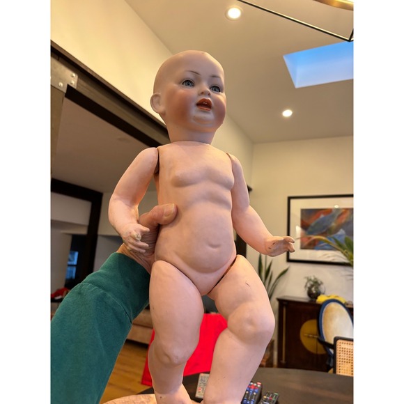 18 inch antique Bisque Doll Marked 142 Sleep Eyes Jointed Body Collectible - Picture 4 of 17